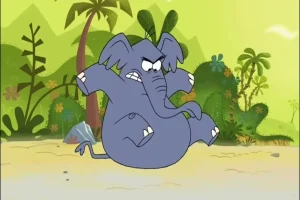 Elephant Cartoon Character Moments, Warm and Memorable